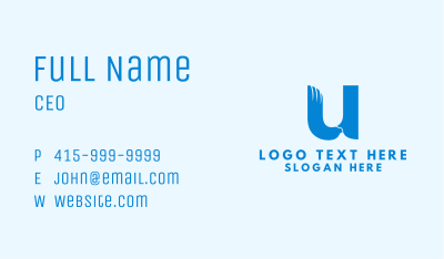 Blue Eagle Letter U Business Card Image Preview