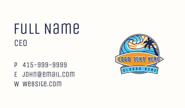 Surfing Beach Wave Business Card Design Image Preview