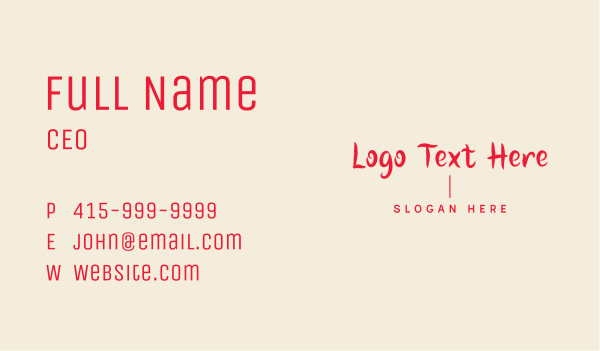 Modern Handwritten Wordmark Business Card Design Image Preview