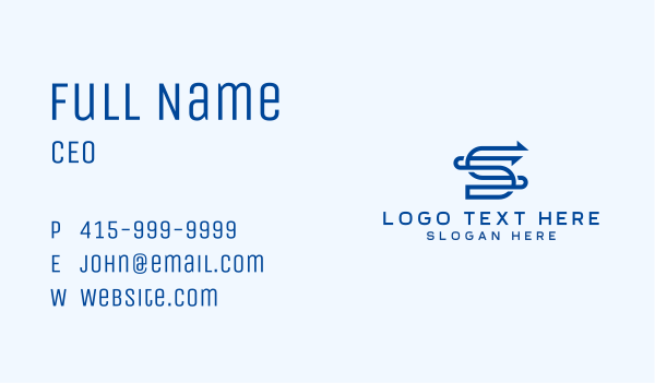 Blue Arrow Letter S Business Card Design Image Preview