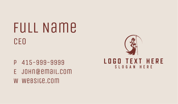 Strong Female Warrior Business Card Design Image Preview