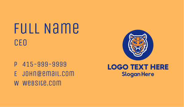 Circle Tiger Emblem Business Card Design