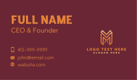 Gold Monoline Letter M Business Card Image Preview