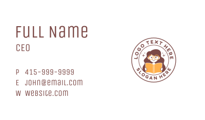 Girl Book Reading Business Card Image Preview
