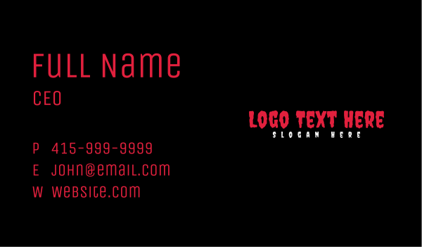 Halloween Scary Wordmark Business Card Design Image Preview