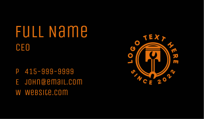 Orange Wrench Piston Tools Business Card Image Preview
