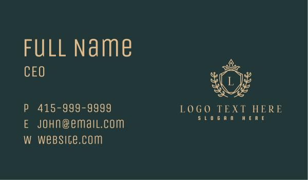 Academy Shield Wreath Business Card Design Image Preview