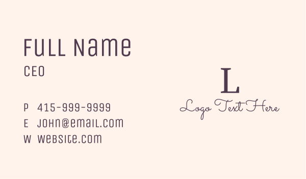 Classy Feminine Letter Business Card Design Image Preview