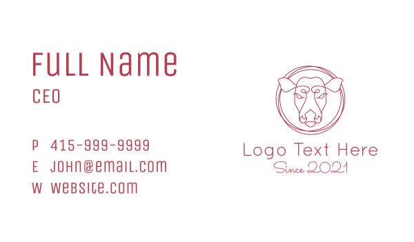 Red Cow Monoline Business Card Design Image Preview
