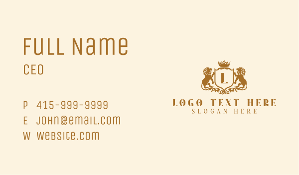 Royal Lion Crest Business Card Design Image Preview