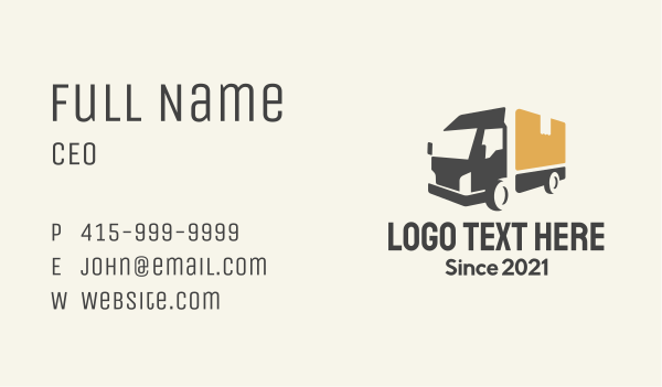 Parcel Truck Logistics Business Card Design