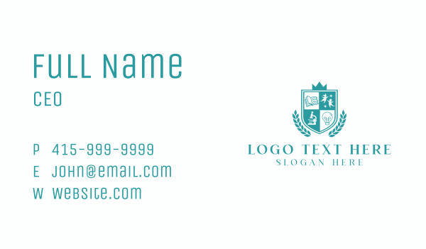 Children School Academy Shield Business Card Design Image Preview