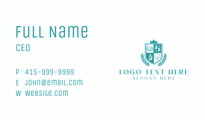 Children School Academy Shield Business Card Image Preview