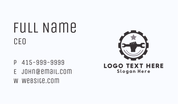 Repairman Wrench Cogwheel Business Card Design Image Preview