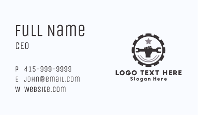 Repairman Wrench Cogwheel Business Card Image Preview