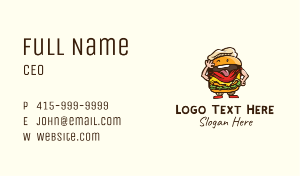 Playful Burger Cartoon Business Card Design Image Preview