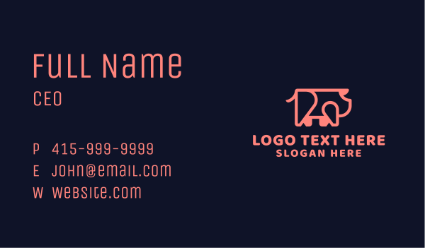 Simple Geometric Pig Business Card Design Image Preview