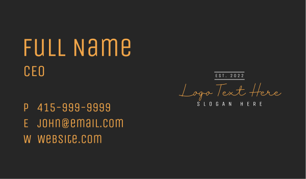 Classic Signature Wordmark Business Card Design Image Preview