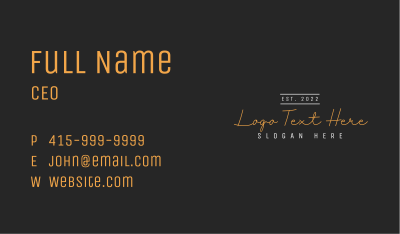 Classic Signature Wordmark Business Card Image Preview