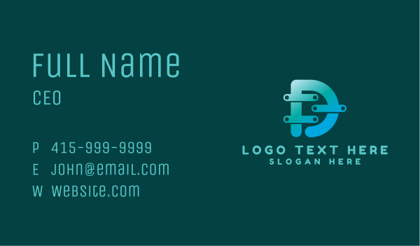 Tech Gradient Letter D Business Card Design Image Preview