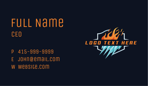 Flame Iceberg Cooling Heating Business Card Design Image Preview