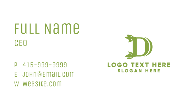 Green D Leaf Business Card Design Image Preview
