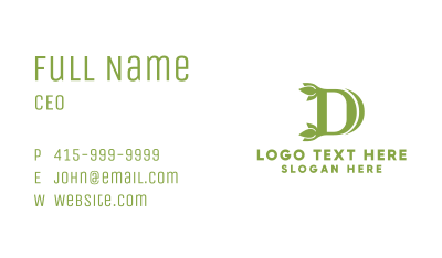 Green D Leaf Business Card Image Preview