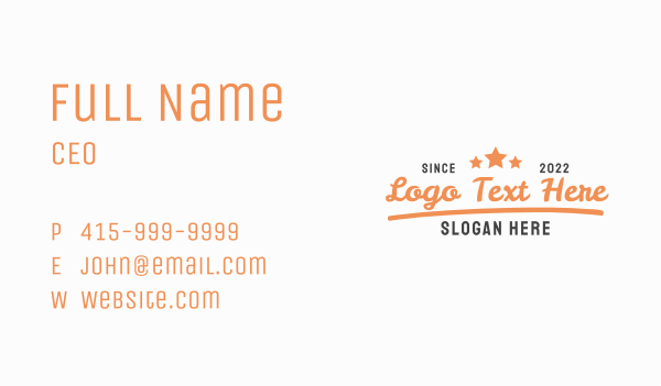 Vintage Star Cursive Wordmark Business Card Design Image Preview