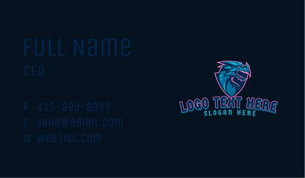 Blue Neon Dragon  Business Card Design Image Preview