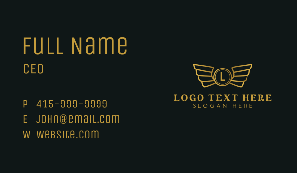 Golden Wings Lettermark Business Card Design Image Preview