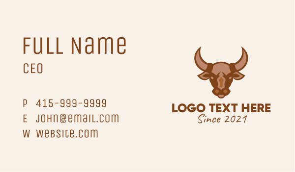 Brown Wild Bull Business Card Design Image Preview