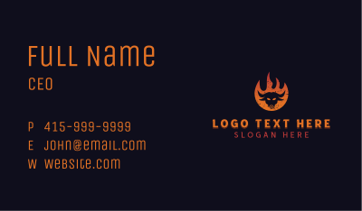 Flaming BBQ Bull Business Card Image Preview