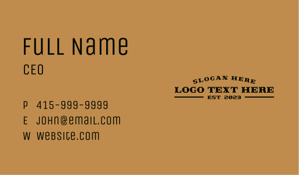 Classic Western Wordmark Business Card Design Image Preview