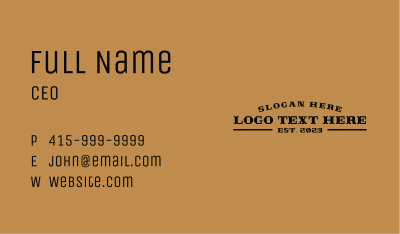 Classic Western Wordmark Business Card Image Preview