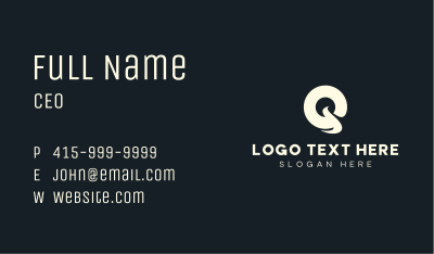 Stylish Brand Cursive Letter Q Business Card Image Preview