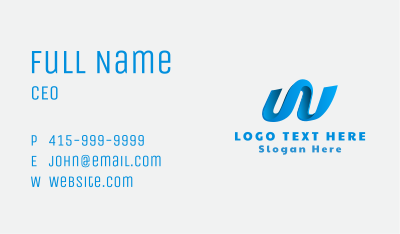 Blue Wave Letter W Business Card Image Preview