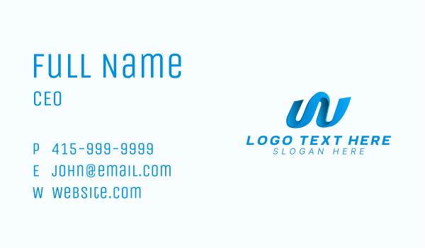 Blue Wave Letter W Business Card Design Image Preview