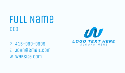 Blue Wave Letter W Business Card Image Preview