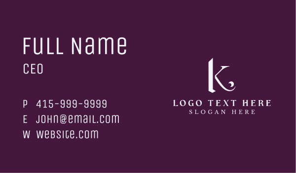 Luxury Fashion Letter K Business Card Design Image Preview