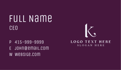 Luxury Fashion Letter K Business Card Image Preview