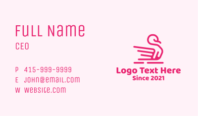Pink Swan Lake Outline Business Card