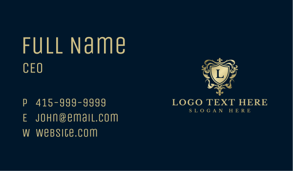 Luxury Ornate Shield Crest Business Card Design Image Preview