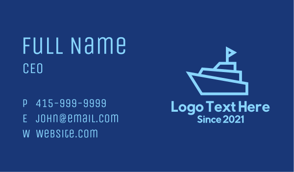 Blue Cruise Ship Business Card Design Image Preview