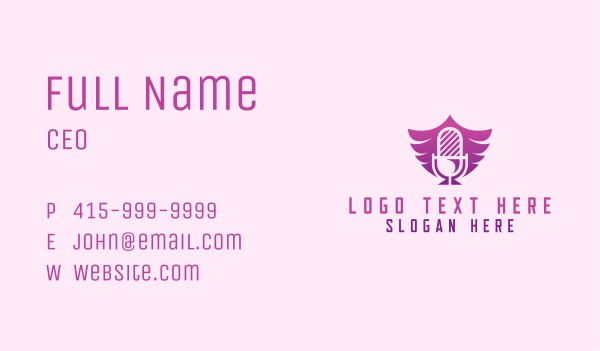 Wings Microphone Podcast Business Card Design Image Preview