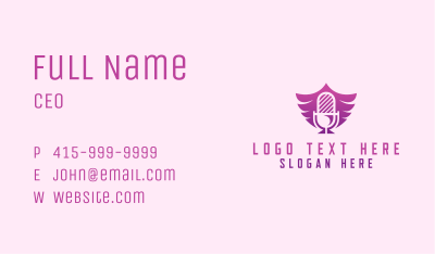 Wings Microphone Podcast Business Card Image Preview