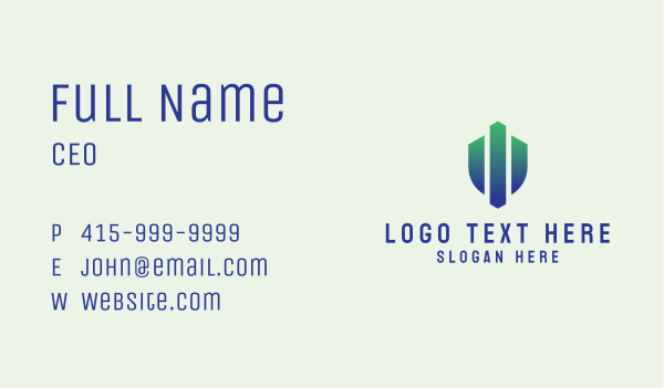 Industrial Gradient Shield  Business Card Design Image Preview