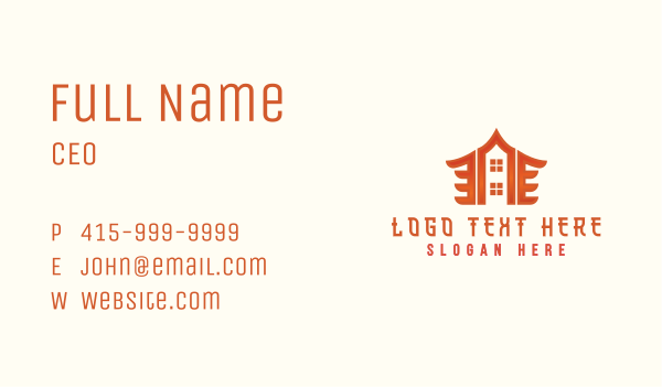 Asian House Roof Oriental Business Card Design Image Preview