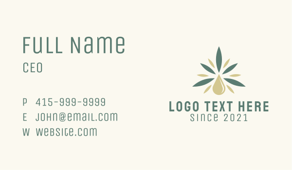 Cannabis Oil Drop  Business Card Design Image Preview