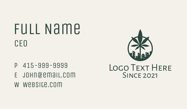 Marijuana Leaf City Business Card Design Image Preview