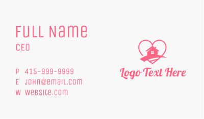 Pink Heart Home Business Card Image Preview
